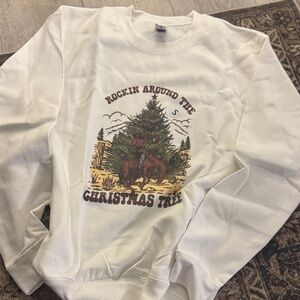 White western print Christmas Crewneck sweater